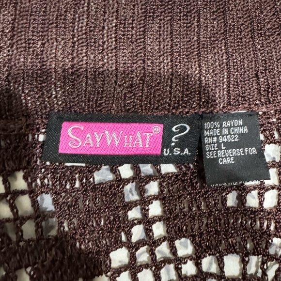 Say What? Dark Brown Crochet Women cardigan size L - Picture 3 of 8